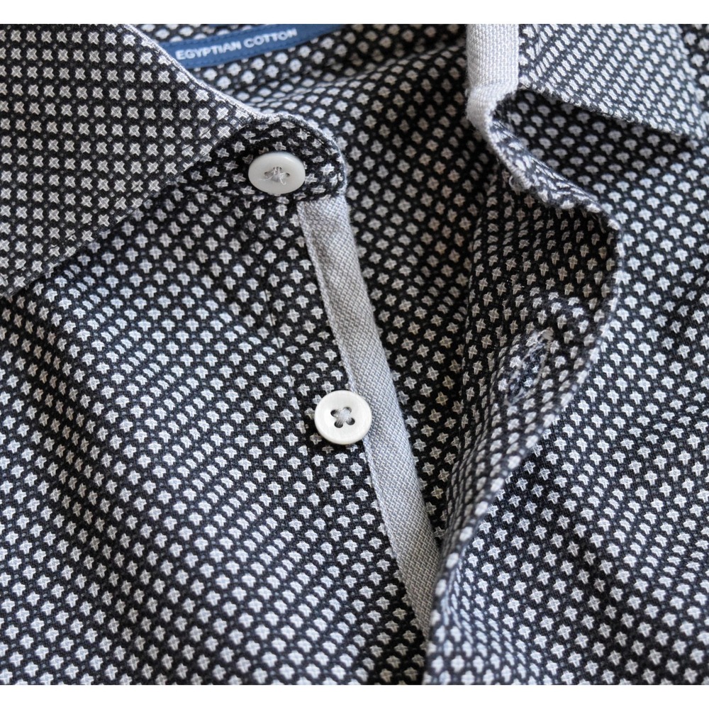 T.M. Lewin Business Casual Men L Tessitura Monti Navy Blue Egyptian Cotton Shirt - Picture 6 of 13